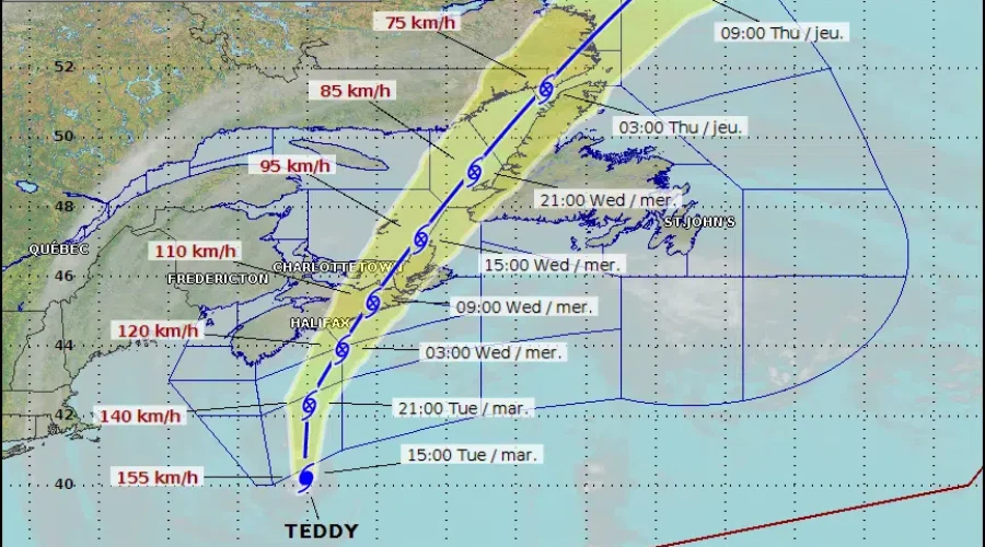 First Impacts of Teddy Hitting Nova Scotia
