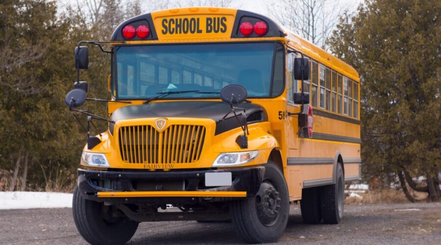 Late school bus on Campobello Island