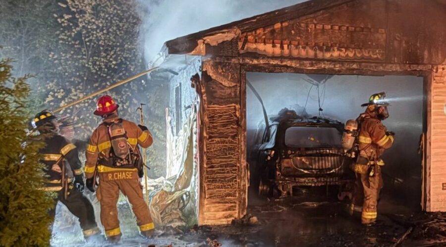 Heavy damage to garage after fire in Rothesay